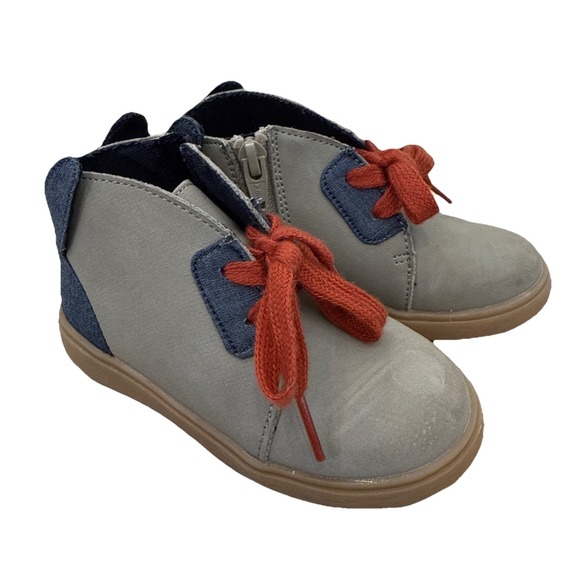 New Genuine Kids Oshkosh Shoes Boys sz 8 boot Toddler‎ Blue Gray Lace Up Zip - Picture 1 of 8